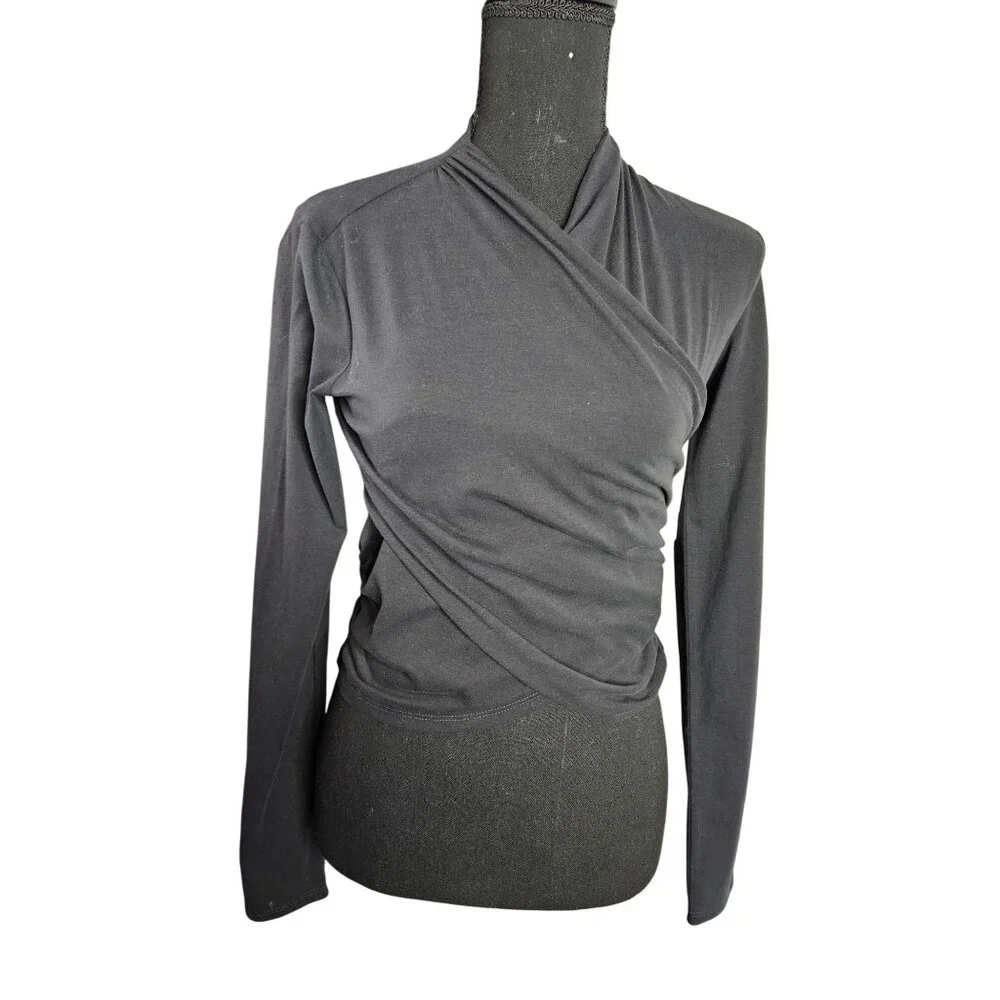 Zella Womens Long Sleeve Wrap Crop Top XXS Yoga Activewear - Picture 5 of 7